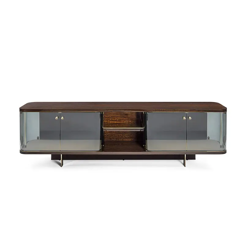 Итальянский дизайн, кожаная стеклянная телевизионная консоль, современный деревянный ТВ-блок, роскошный ТВ-стенд с набором шкафов для мебели для гостиной