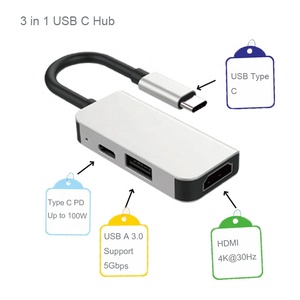 Convertidor de estación de acoplamiento para portátil, divisor 3 en 1, adaptador hub usb c con 4K, HDMI, USB 3,0, todo en uno para ordenador de escritorio - Product Image 1