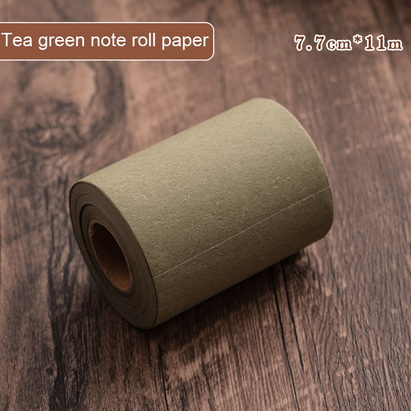 Papel en rollo con notas de té verde.