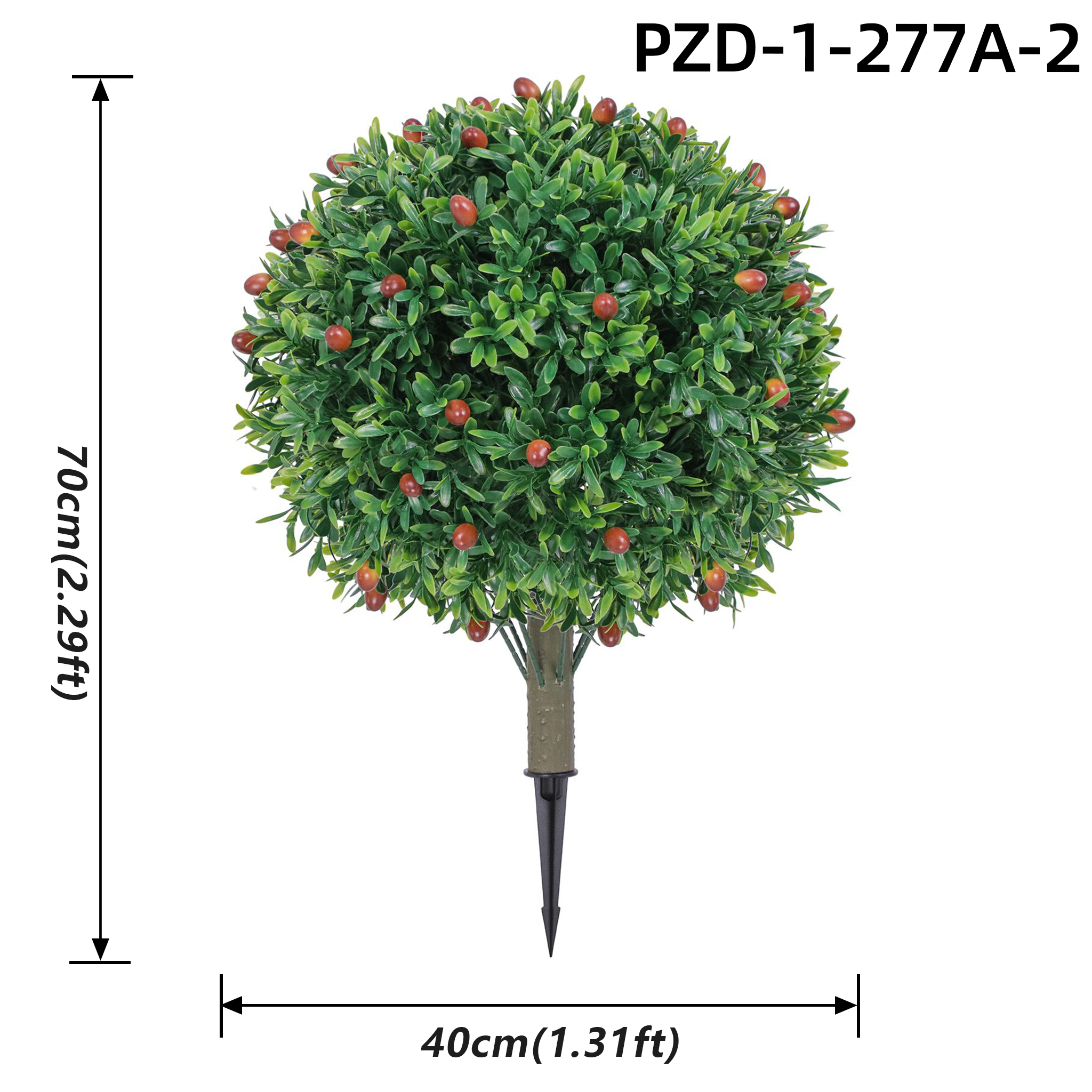Lush Green Artificial Olive Berry Round Bush Garden Ground Stake