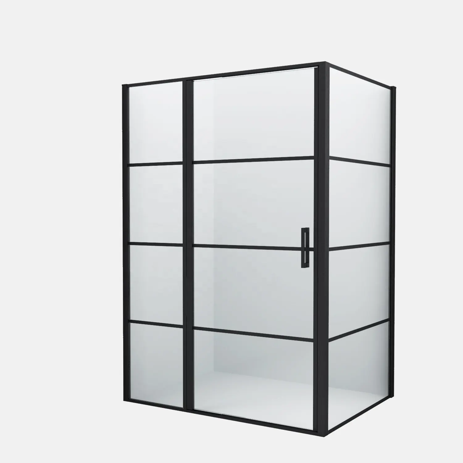 Profil en aluminium noir pour salle de bain, cabine de douche à 3 côtés, Pivot de bain en verre trempé, cabine de douche, porte