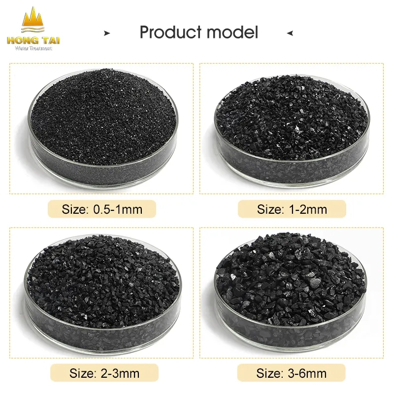 Hongtai su arıtma fabrika kaynağı 0.6x1.2mm 0.8X1.6mm büyük miktarda Anthraciate kömür