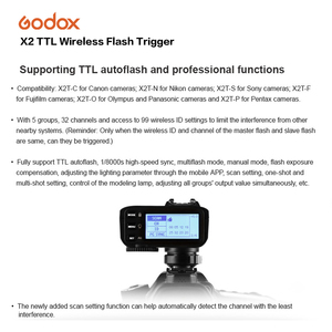 GODOX ทริกเกอร์แฟลชไร้สายสำหรับ Canon Nikon SONY Fuji Olympus Pentax X2T-O X2T-N X2T-C X2 X2T-P - Product Image 5