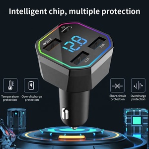 Kare otomatik çakmak 4 1 hızlı USB araç şarjı şarj adaptörü 66W 4 USB 5V 3.1A araba şarjı LED ile dijital ekran - Product Image 3