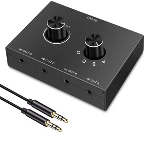 <strong>4</strong> Way Bi-Directional Audio Switcher 3.5 Stereo HiFi Audio Switcher <strong>Splitter</strong> Two-way <strong>Switch</strong> <strong>4</strong> in <strong>1</strong> Out for CD Player Speaker