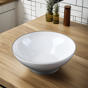 Preço de Fábrica por Atacado para Louças de Melamina Personalizadas para Restaurantes Chineses, Tigelas de Cozinha com Borda Preta - Product Image 1