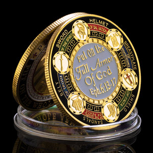 Chất lượng cao áo giáp của Thiên Chúa Tôn Giáo huy hiệu Kinh Thánh câu ephesians 6 thách thức đồng xu Christian quà tặng với hộp - Product Image 4