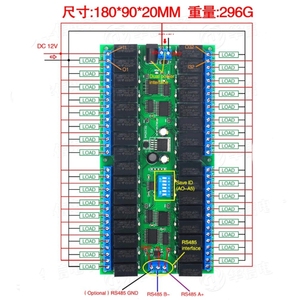 12V 32-Kanal-RS485-Relais Modbus RTU-Protokoll Serielle Schnitts telle Fernbedienung schalter SPS-Steuer karte - Product Image 3