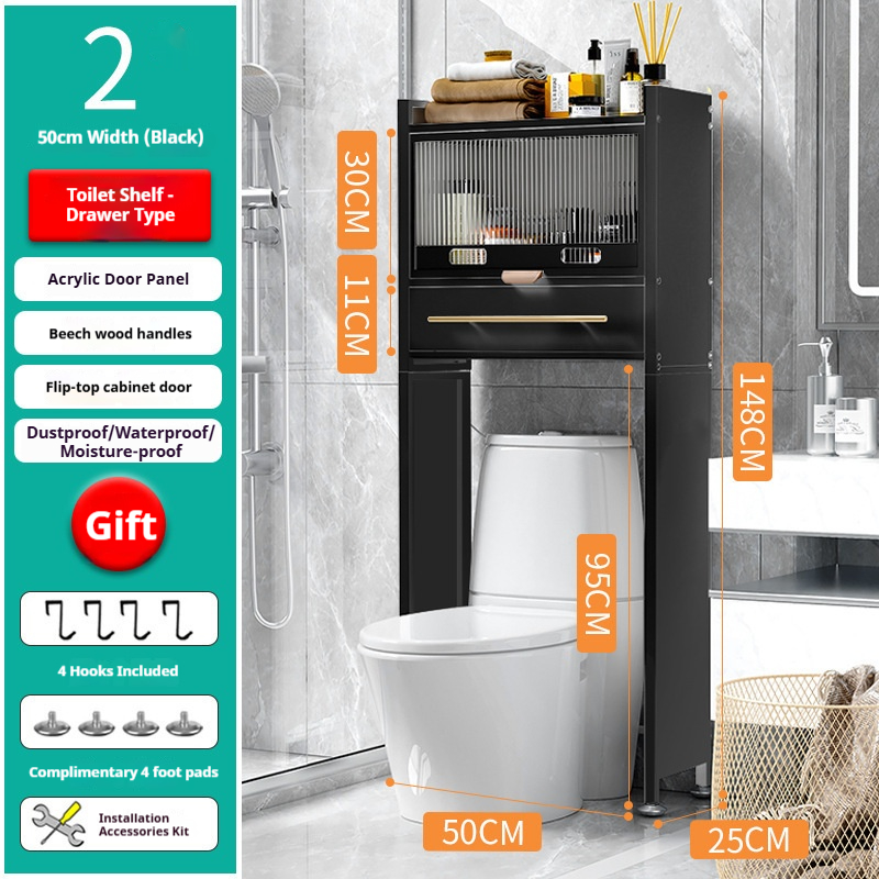 support de rangement pour toilettes noir à 2 couches