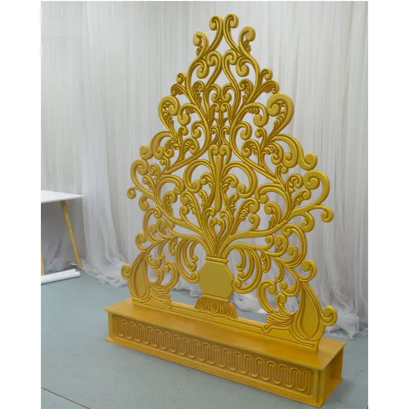 Luxury  India Gold PVC Acrylic Wedding Reception Decoration Backdrop Event Stand Display for Wedding Events Decorations