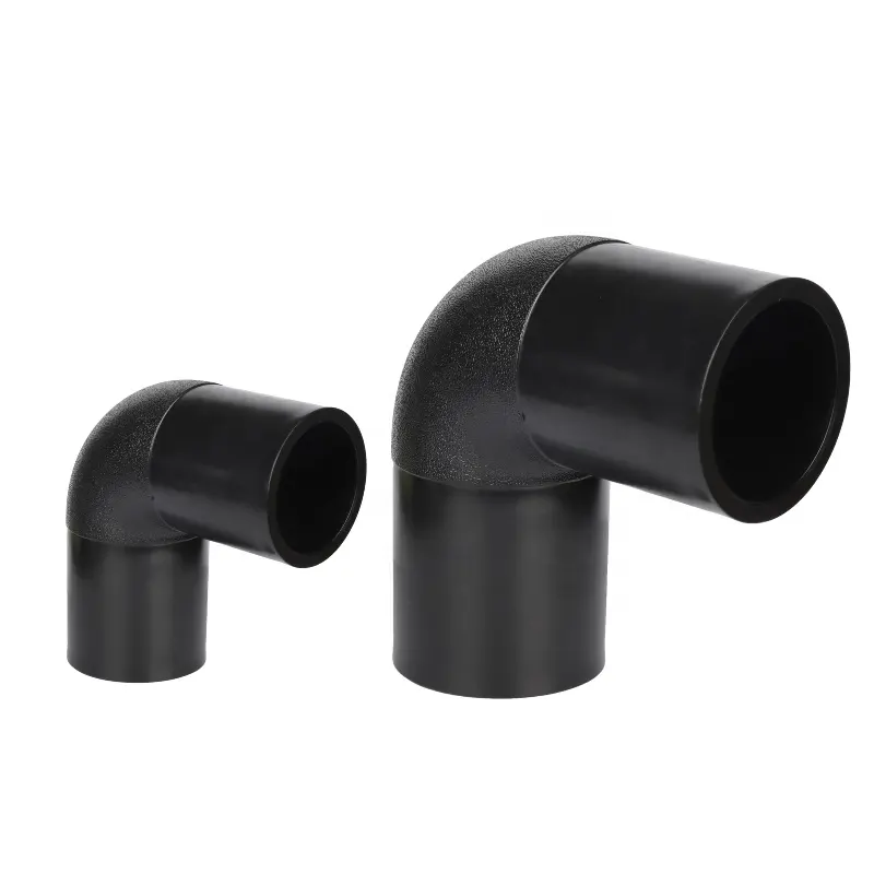 Factory Sales ISO 4427 HDPE 90 Elbow Pipe Fittings PE100 Material Water Welding Connection Head Injection OEM