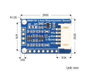 Raspberry Pi BMM150 Módulo de sensor geomagnético de tres ejes Brújula digital/Brújula/Medición de campo magnético - Product Image 6