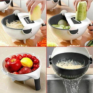 Çok fonksiyonlu döndür sebze kesici ile drenaj sepet sebze soğan kıyıcı sebze parçalayıcı rende taşınabilir dilimleme mutfak - Product Image 6
