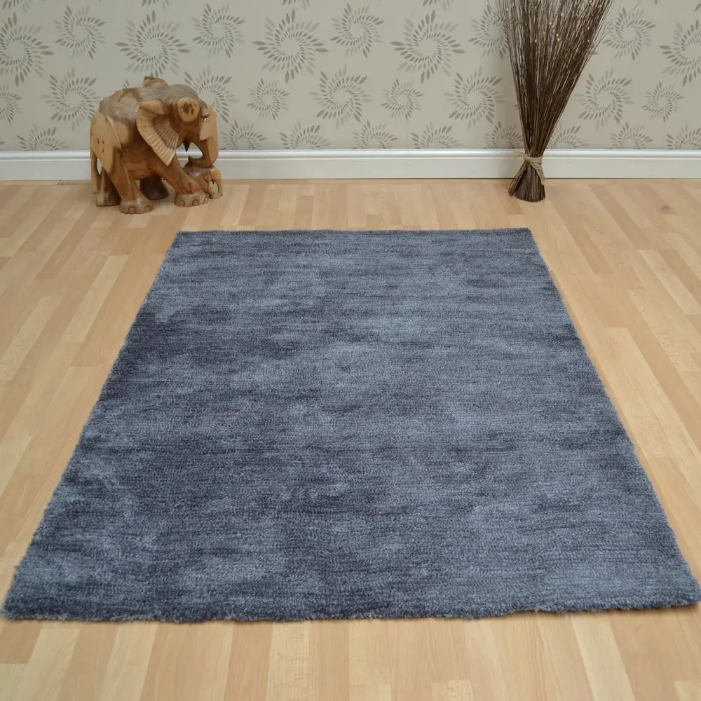 Tapis simple de couleur unie en soie artificielle, accessoire fait à la main