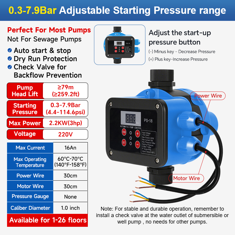 Blue 0.3-7.9bar 220V