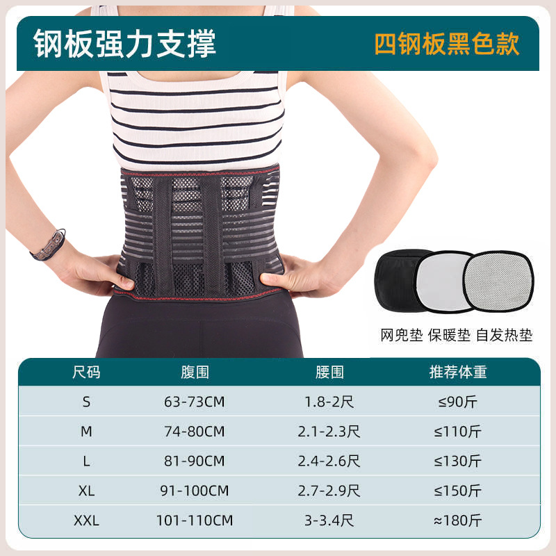 Breathable mesh, 4 steel plates, black (3 gaskets)