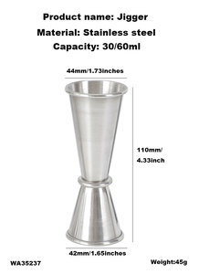 Japon tarzı çift Jigger 1oz 2oz paslanmaz çelik 304 kokteyl Jigger 30ml 60ml Bar araçları ile Metal ölçüm fincan - Product Image 2