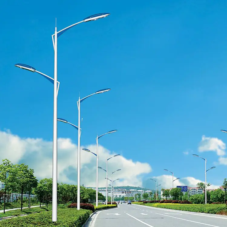 Professional manufacture outdoor galvanized street lighting pole steel pole