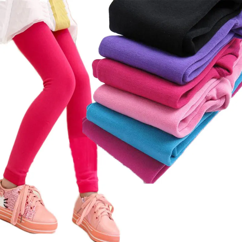 Calças leggings de lã para meninas, calças infantis quentes, 10 cores, fundo para meninas de 1 a 10t roupas