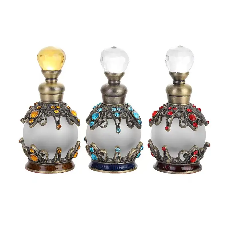 Egípcio árabe árabe dubai gem pedra luxo Jóias vintage 15ml pode projetar vidro perfume garrafa fabricação com caixa pacote