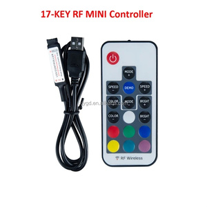 Mini-USB-RGB-LED-Controller für 5-V-Streifen mit 3-Tasten-Dimmerfunktion sowie IR 24-Tasten-RF-17-Tasten-Bluetooth-Funkfernbedienung