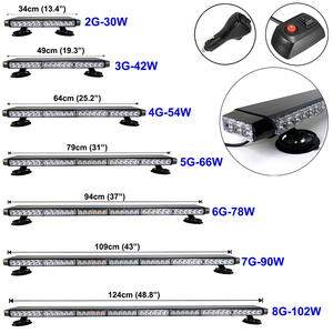 13 inç 30W kısa çift sıralı araba LED uyarı çakarlı lamba Bar Mini 4 taraflı otomatik tavan yanıp sönen ışık ile 2 3 4 5 6 7 8 grupları - Product Image 6