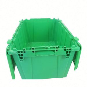 Cajas de almacenamiento de plástico plegables grandes de alta calidad, contenedores móviles apilables baratos con estructura perforada de tapa - Product Image 2