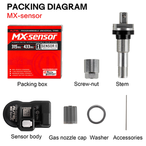 4 Stück Autel MX-Sensor 315MHz 433MHz 2 in 1 Universal Programmier barer TPMS-Sensor Metall gummi - Product Image 5