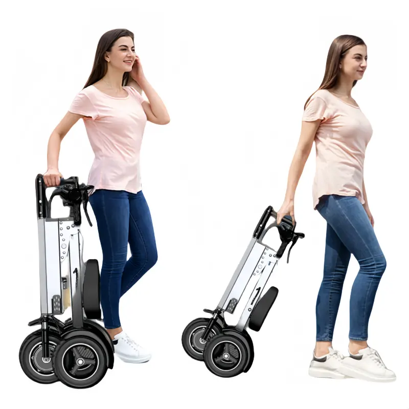 Scooter eléctrico de aleación de aluminio portátil scooter plegable de 3 ruedas súper ligero