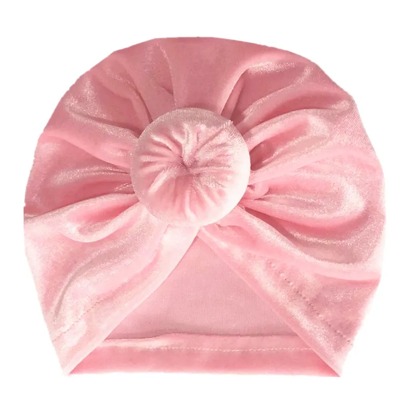 Carino Bambini Appena Nati Del Bambino Della Protezione Del Bambino Della Ragazza del Ragazzo Indiano Nodo Turbante Oro velluto Ciambella Caldo Beanie Cappello