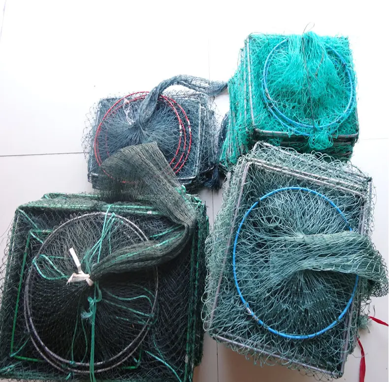 Long Trap Fishing Net Fish Shrimp Crab Crayfish Traps with Frame size 35cm x 22cm