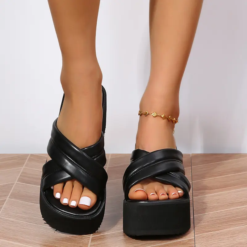 Zapatillas y Sandalias de tacón de lujo para mujer, calzado de plataforma de verano, venta al por mayor