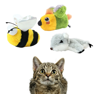 Juguetes de movimiento interactivo para mascotas, ardilla voladora automática recargable, juguete para gatos y pájaros con hierba gatera - Product Image 1