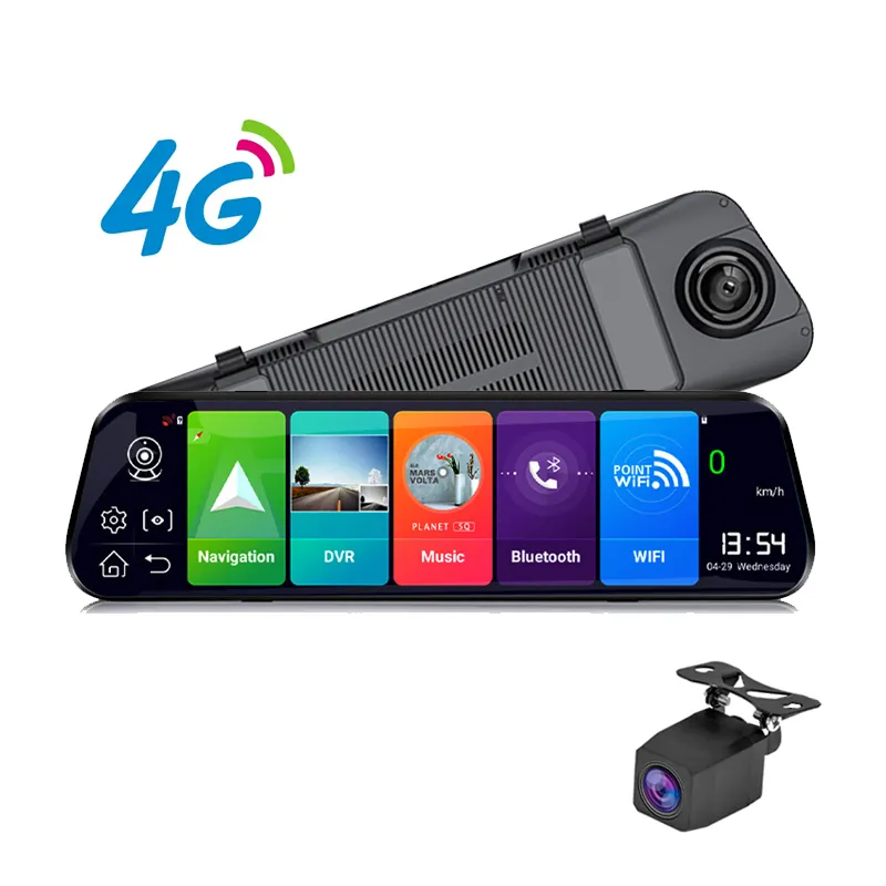 กล้อง DVR ติดรถยนต์ขนาด11.26นิ้ว4G,กล้องบันทึกวิดีโอกล้องติดรถยนต์เชื่อมต่อ WIFI ได้แอนดรอยด์10.0 Stream กระจกมองหลัง1080P Drive