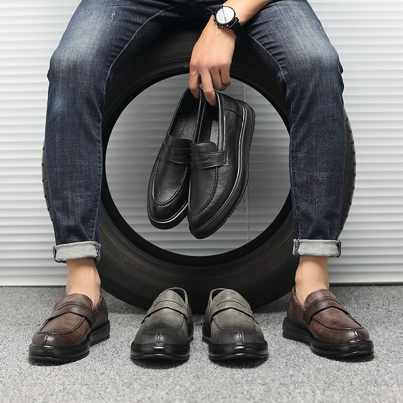 Genuine Leather Stylish Shoe Casual Dress Formal Loafers Men Brown S219-3530 (STOCK) 21 PRISTINE