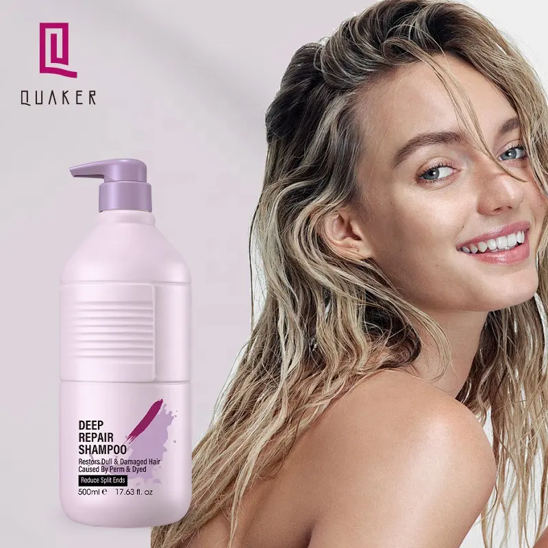 QQuaker Shampoo de alta qualidade para cabelos frizz suaves e desembaraçadores, produto de marca própria, reparação profunda para cabelos danificados