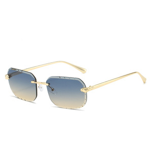 034 Óculos de Sol Quadrados Sem Aro Masculinos Cuproníquel Fashion Punk Gradiente Óculos de Sol Vintage Armação Pequena da Moda Proteção UV400 - Product Image 2