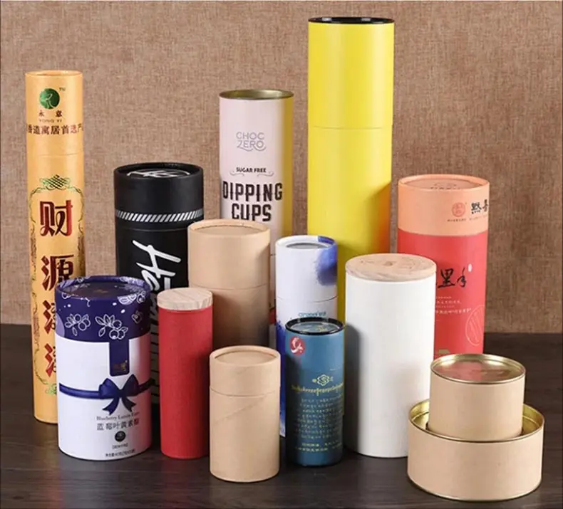 Échantillon gratuit de luxe personnalisé couleur verte logo noyau de papier tube rond boîte de papier en carton pour l'emballage de bougie
