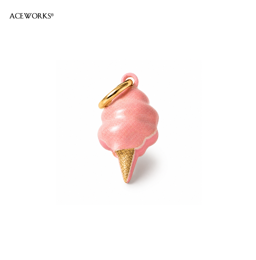 Breloque cornet de glace rose