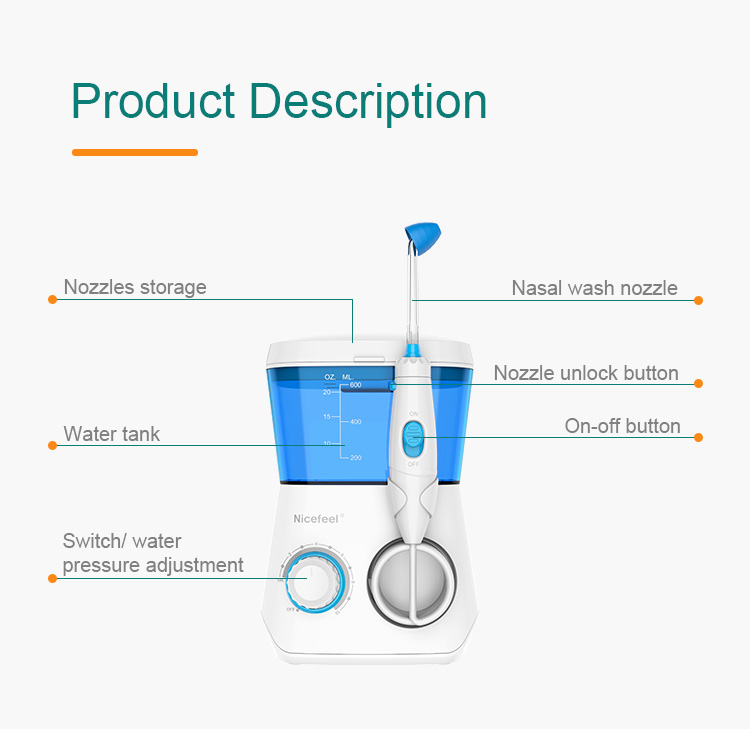 Ipx7 Electric Nasal Irrigation System Desktop Cordless Nasal Wash 600ml Nj166