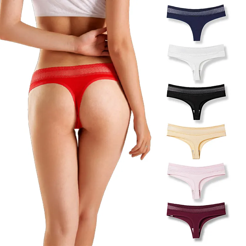 Hot selling women's underwear lingerie manufacturer comfortable breathable cotton panties sexy thong women thong