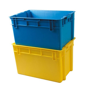 AOCHEN Plastic Crate Stackable Moving Box <strong>Nesting</strong> Plastic Moving Crate Plastic Storage <strong>Container</strong> With Lid - Product Image 1