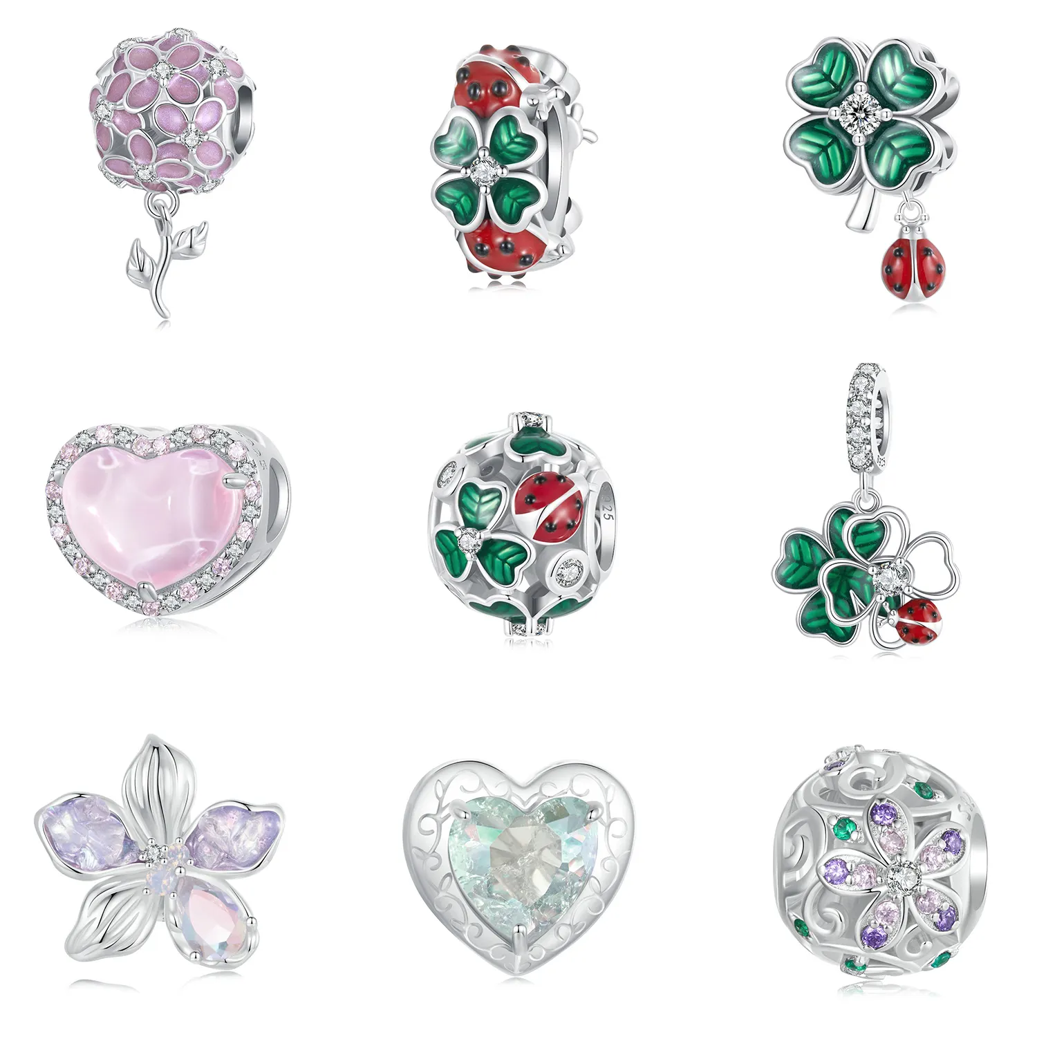2024 nuevos diseños diseñador único belleza Rosa esmalte encanto 925 plata esterlina DIY encantos flor joyería colgantes
