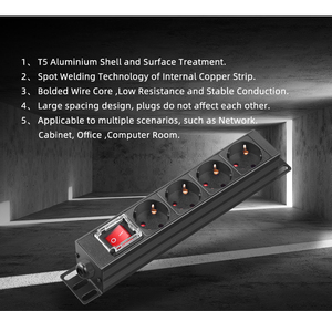 10&quot; 1U 16A 4 Ways Germany Type PDU With On-<strong>off</strong> Switch 2m 1.5mm^2. Cable Power Distribution Units for Data <strong>Center</strong> - Product Image 5