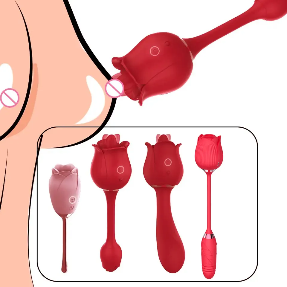 Vibromasseur Quaige Rose léchant sucer poussée pour les femmes Stimulation clitoridienne et masseur de sein