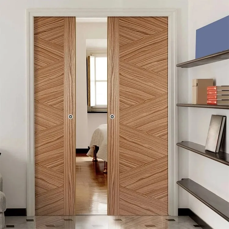 Phino porta de bolso deslizante de madeira, tamanho padrão 1500*2100*150, cor personalizada, dupla escondida, tamanho