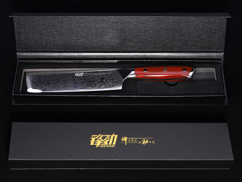 FINDKING Japanese AUS-10 Damascus Steel 7 inch Nakiri Knife Rosewood Handle Mosica Pin 67 Layers Kitchen Knife