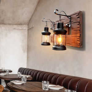 Ahşap duvar lambası restoran Bar kahve dükkanı duvar lambası retro ışık endüstriyel ev iç loft duvar dekor led başucu aplik lamba - Product Image 5