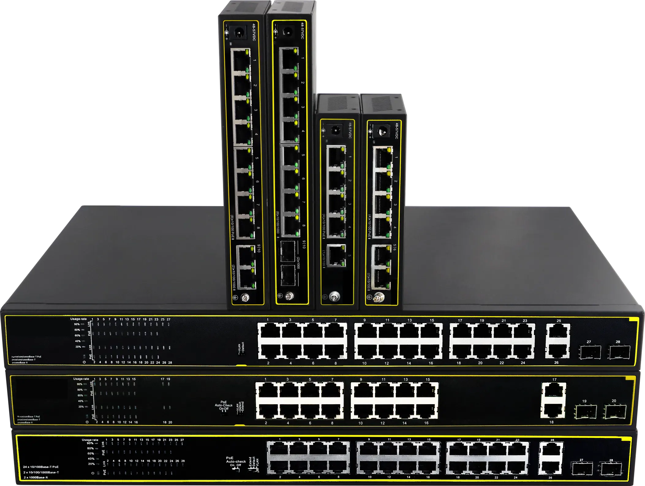 Fabriek Oem Sfp Ip40 Uplink 1000Mbps Gigabit Ethernet Beheerde Switch 2 6 8 10 28 36 52 Poorten Industriële Poe Netwerkswitches
