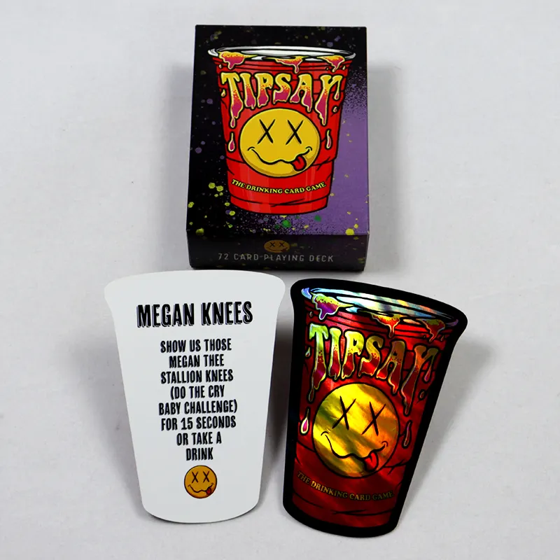 Fabrika baskı oyun kartı oynamak dayanıklı yetişkin parti içme kartı kutusu ile özelleştirilmiş tasarım logo sarhoş kart setleri